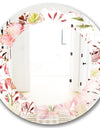 Floral Botanical Retro III - Modern Round or Oval Wall Mirror - Leaves