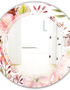 Floral Botanical Retro III - Modern Round or Oval Wall Mirror - Triple C