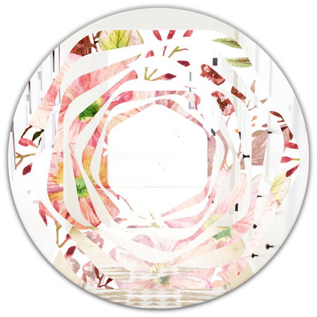 Floral Botanical Retro III - Modern Round or Oval Wall Mirror - Whirl