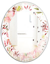 Floral Botanical Retro III - Modern Round or Oval Wall Mirror - Leaves