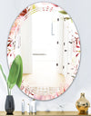 Floral Botanical Retro III - Modern Round or Oval Wall Mirror - Triple C