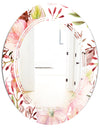 Floral Botanical Retro III - Modern Round or Oval Wall Mirror - Triple C
