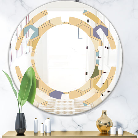 Retro Hexagon PatternX - Modern Round or Oval Wall Mirror - Space