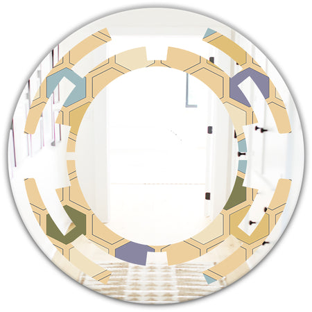 Retro Hexagon PatternX - Modern Round or Oval Wall Mirror - Space