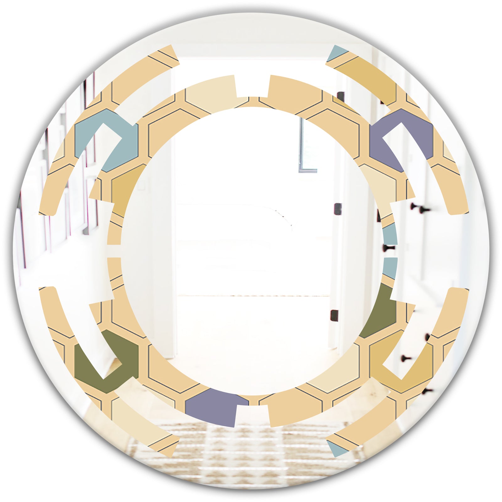 Retro Hexagon PatternX - Modern Round or Oval Wall Mirror - Space
