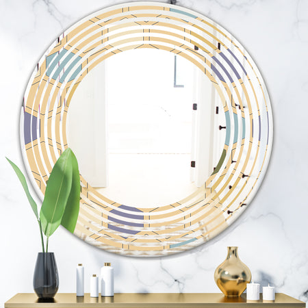 Retro Hexagon PatternX - Modern Round or Oval Wall Mirror - Wave