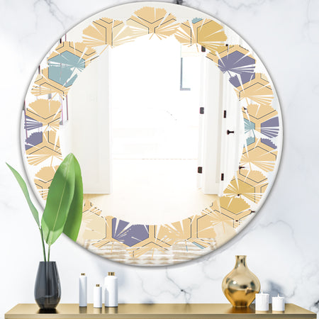 Retro Hexagon PatternX - Modern Round or Oval Wall Mirror - Leaves