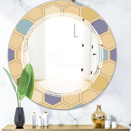 Retro Hexagon PatternX - Modern Round or Oval Wall Mirror - Triple C