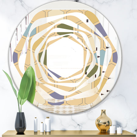 Retro Hexagon PatternX - Modern Round or Oval Wall Mirror - Whirl