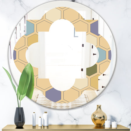 Retro Hexagon PatternX - Modern Round or Oval Wall Mirror - Quatrefoil