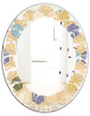 Retro Hexagon PatternX - Modern Round or Oval Wall Mirror - Leaves