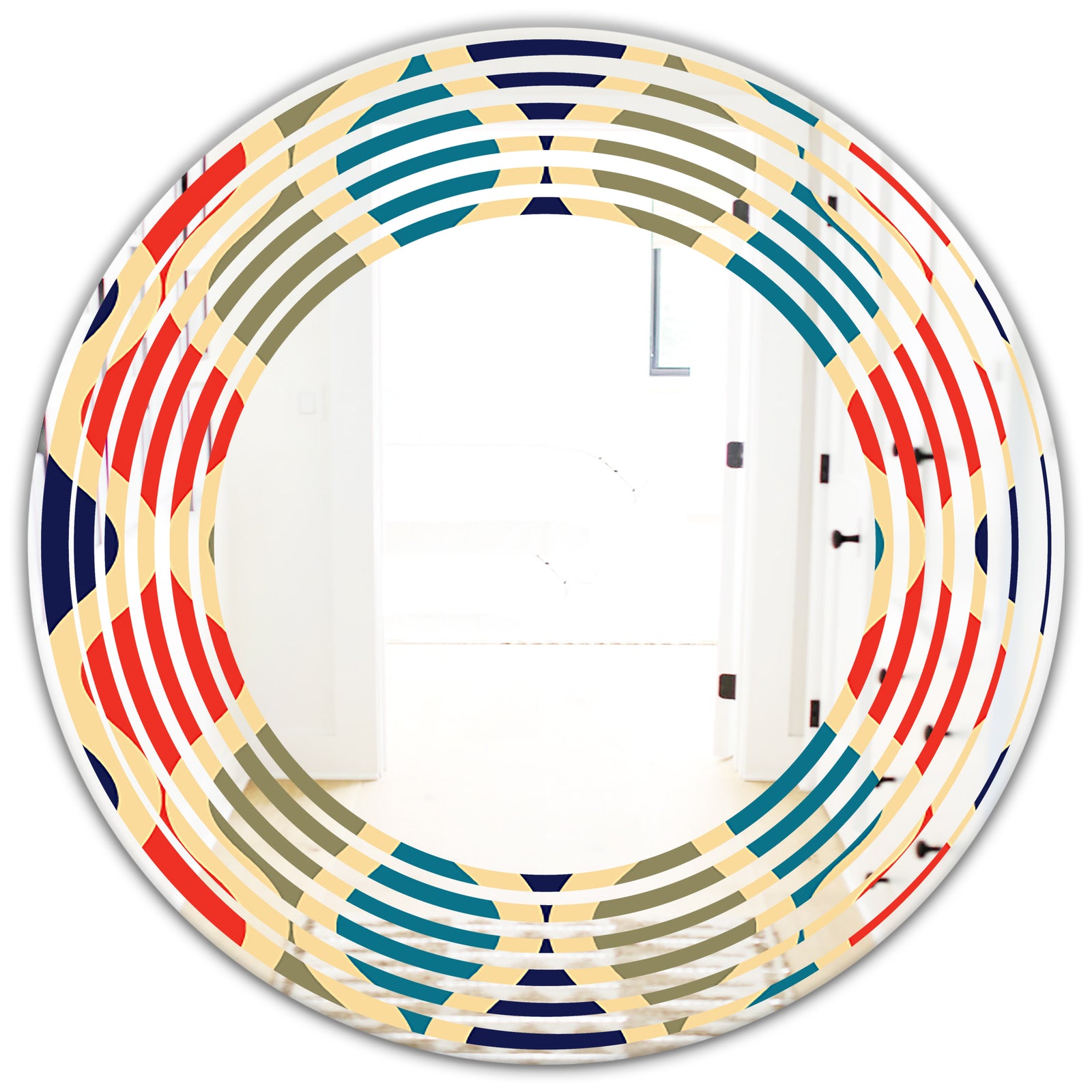 Retro Ornamental Design VI - Modern Round or Oval Wall Mirror - Wave