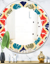 Retro Ornamental Design VI - Modern Round or Oval Wall Mirror - Leaves