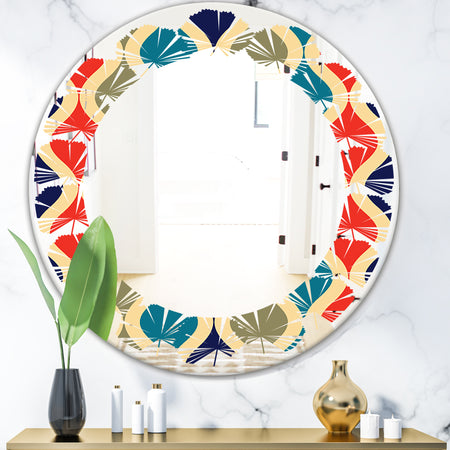Retro Ornamental Design VI - Modern Round or Oval Wall Mirror - Leaves