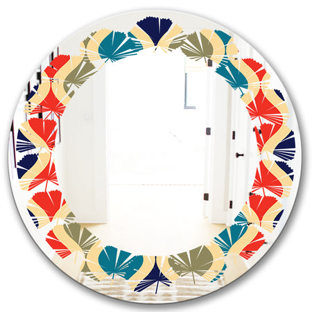 Retro Ornamental Design VI - Modern Round or Oval Wall Mirror - Leaves