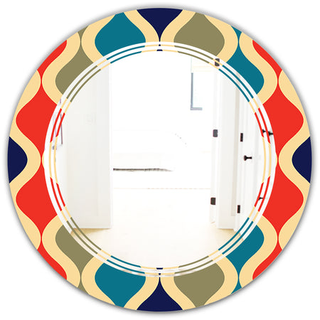 Retro Ornamental Design VI - Modern Round or Oval Wall Mirror - Triple C