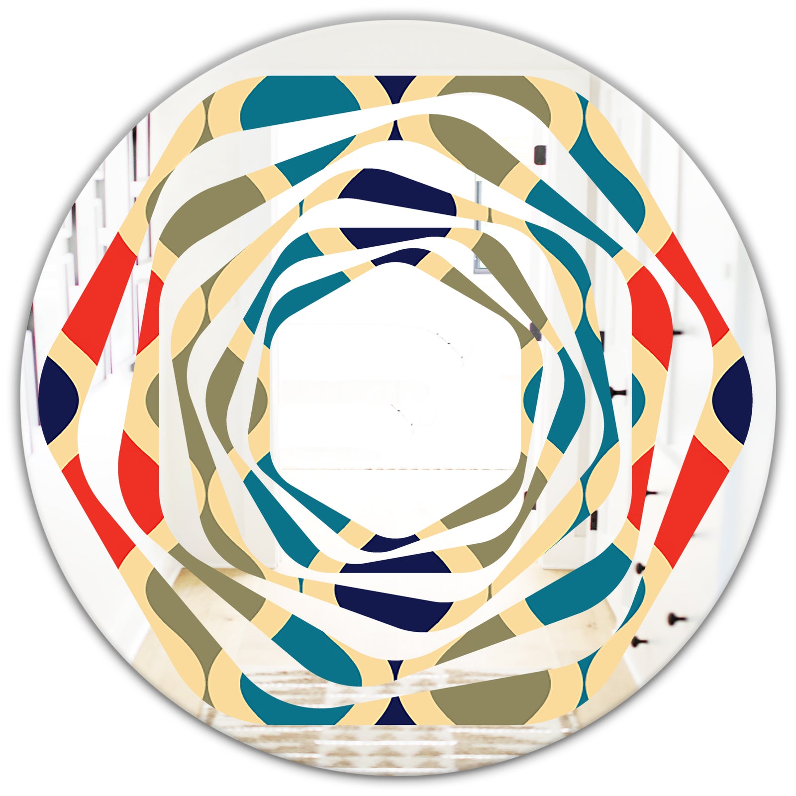 Retro Ornamental Design VI - Modern Round or Oval Wall Mirror - Whirl