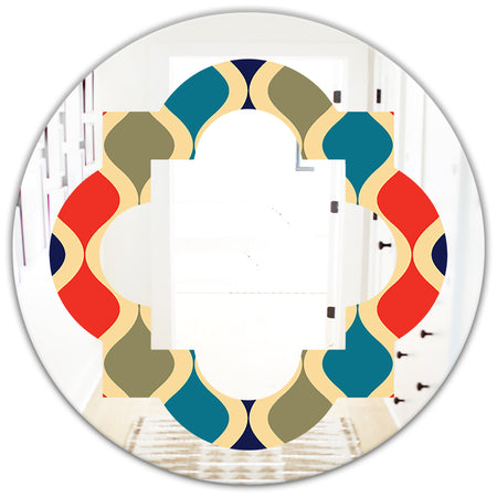 Retro Ornamental Design VI - Modern Round or Oval Wall Mirror - Quatrefoil