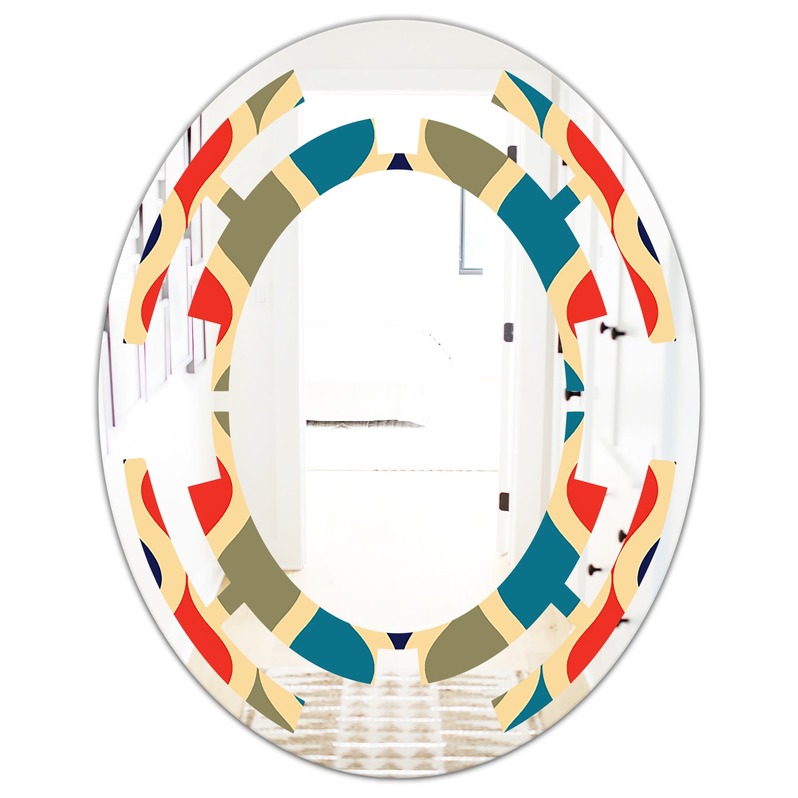 Retro Ornamental Design VI - Modern Round or Oval Wall Mirror - Space