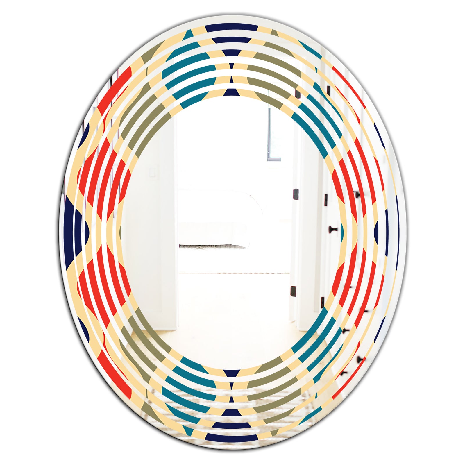 Retro Ornamental Design VI - Modern Round or Oval Wall Mirror - Wave