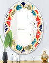 Retro Ornamental Design VI - Modern Round or Oval Wall Mirror - Leaves