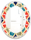 Retro Ornamental Design VI - Modern Round or Oval Wall Mirror - Leaves