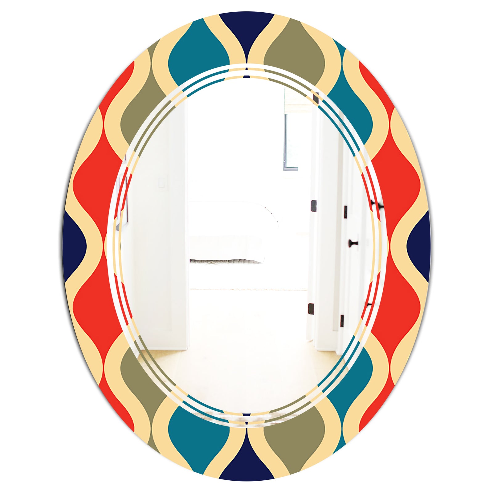 Retro Ornamental Design VI - Modern Round or Oval Wall Mirror - Triple C