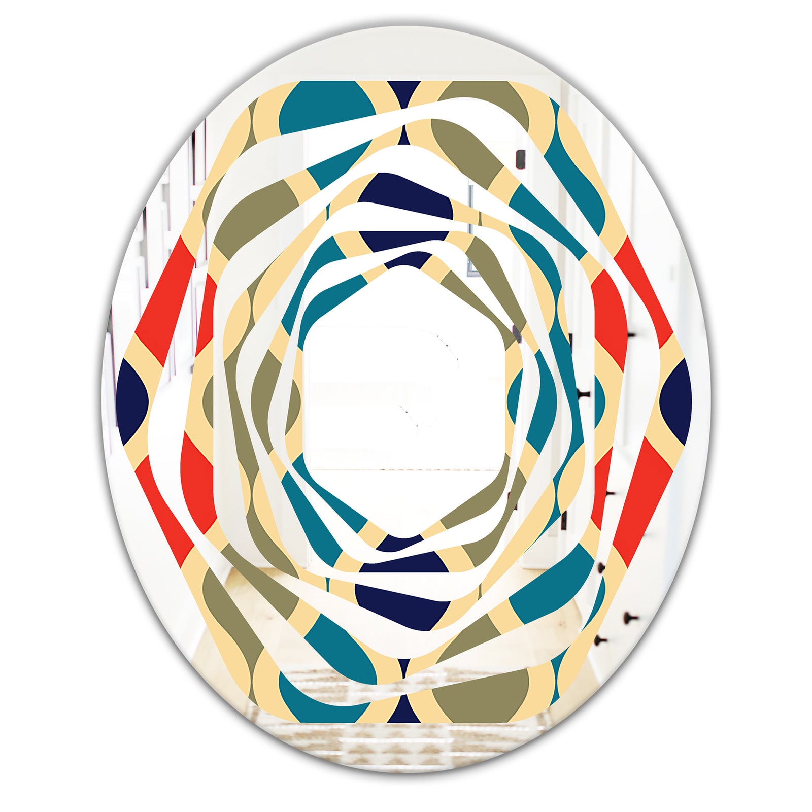 Retro Ornamental Design VI - Modern Round or Oval Wall Mirror - Whirl