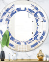 Retro Blue Waves - Modern Round or Oval Wall Mirror - Space