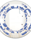 Retro Blue Waves - Modern Round or Oval Wall Mirror - Space