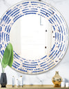 Retro Blue Waves - Modern Round or Oval Wall Mirror - Wave
