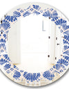 Retro Blue Waves - Modern Round or Oval Wall Mirror - Leaves