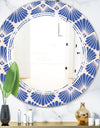 Retro Blue Waves - Modern Round or Oval Wall Mirror - Triple C