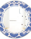 Retro Blue Waves - Modern Round or Oval Wall Mirror - Triple C