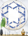 Retro Blue Waves - Modern Round or Oval Wall Mirror - Hexagon Star