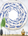 Retro Blue Waves - Modern Round or Oval Wall Mirror - Whirl