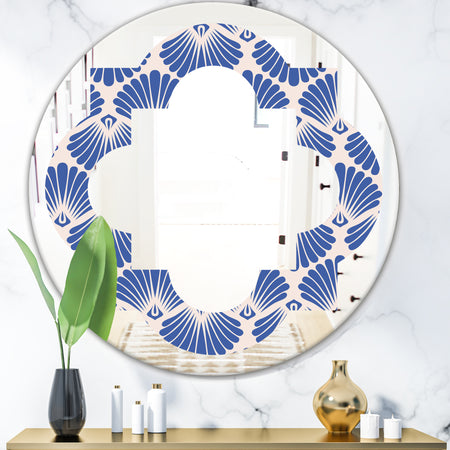 Retro Blue Waves - Modern Round or Oval Wall Mirror - Quatrefoil