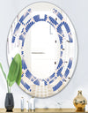 Retro Blue Waves - Modern Round or Oval Wall Mirror - Space