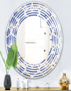 Retro Blue Waves - Modern Round or Oval Wall Mirror - Wave