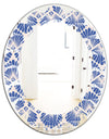 Retro Blue Waves - Modern Round or Oval Wall Mirror - Leaves