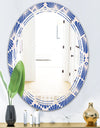 Retro Blue Waves - Modern Round or Oval Wall Mirror - Triple C