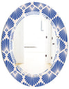 Retro Blue Waves - Modern Round or Oval Wall Mirror - Triple C