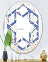 Retro Blue Waves - Modern Round or Oval Wall Mirror - Hexagon Star