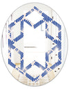Retro Blue Waves - Modern Round or Oval Wall Mirror - Hexagon Star