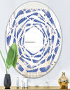 Retro Blue Waves - Modern Round or Oval Wall Mirror - Whirl