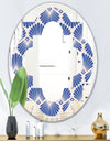 Retro Blue Waves - Modern Round or Oval Wall Mirror - Quatrefoil
