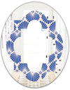 Retro Blue Waves - Modern Round or Oval Wall Mirror - Quatrefoil