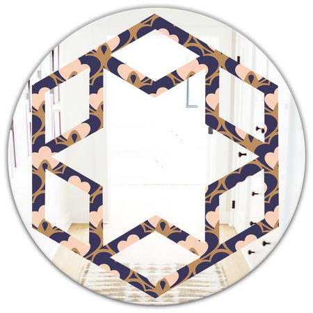 Retro Ornamental Design IX - Cottage Round or Oval Wall Mirror - Hexagon Star
