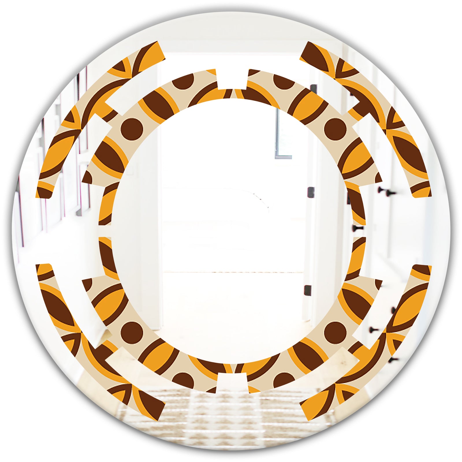 Retro Ornamental Design V - Modern Round or Oval Wall Mirror - Space
