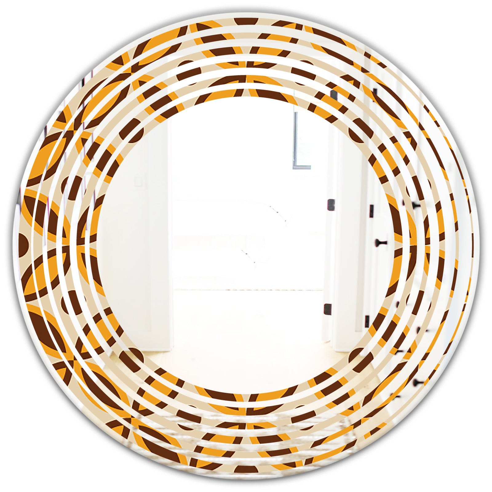 Retro Ornamental Design V - Modern Round or Oval Wall Mirror - Wave